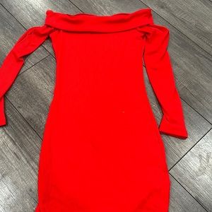 red off the shoulder dress